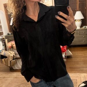 NWOT Topshop Black Blouse w/Front Lace Detailing, 6